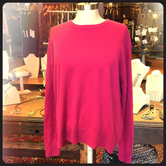 Vince Sweaters - Vince 100% Cashmere Hot Pink Cerise Crew Sweater